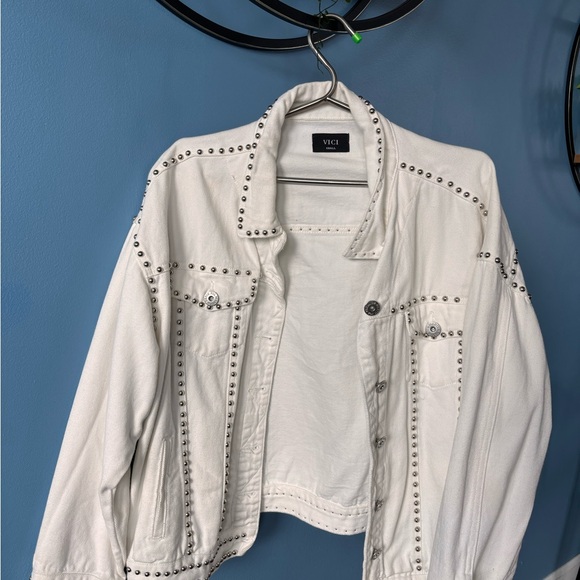 Vici Denim white studded jacket. Super cute worn 2 times. - Picture 5 of 5